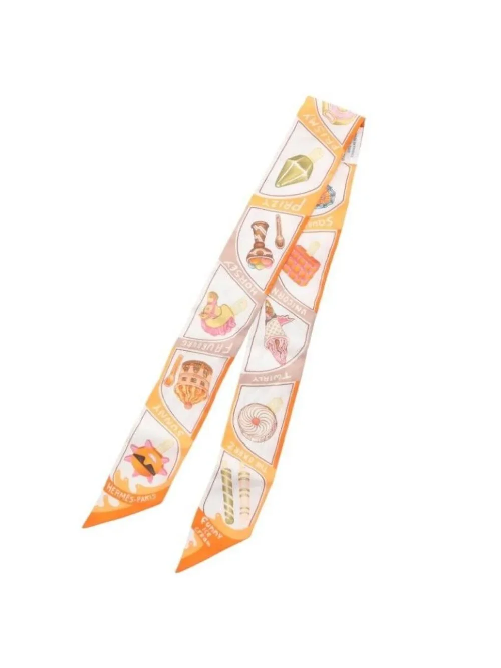 Hermes Funny Ice Cream All Over Pattern Twill Silk Scarf